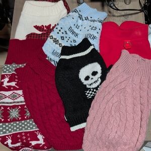 8 Assorted Dog Sweaters Size Large